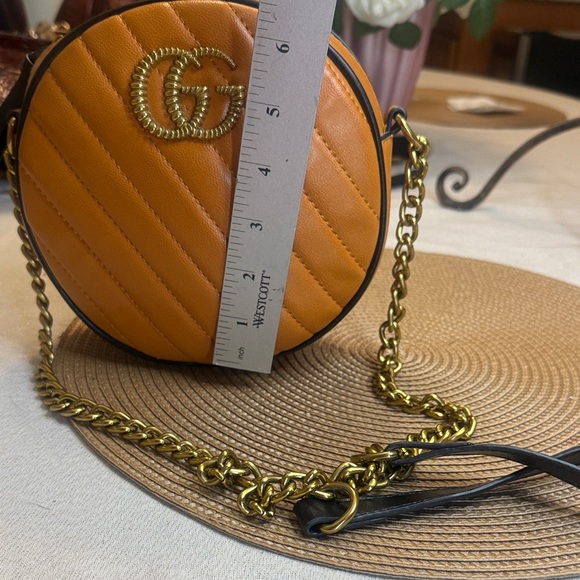 Gucci Orange Quilted Crossbody Bag with Gold Chain - Picture 12 of 16